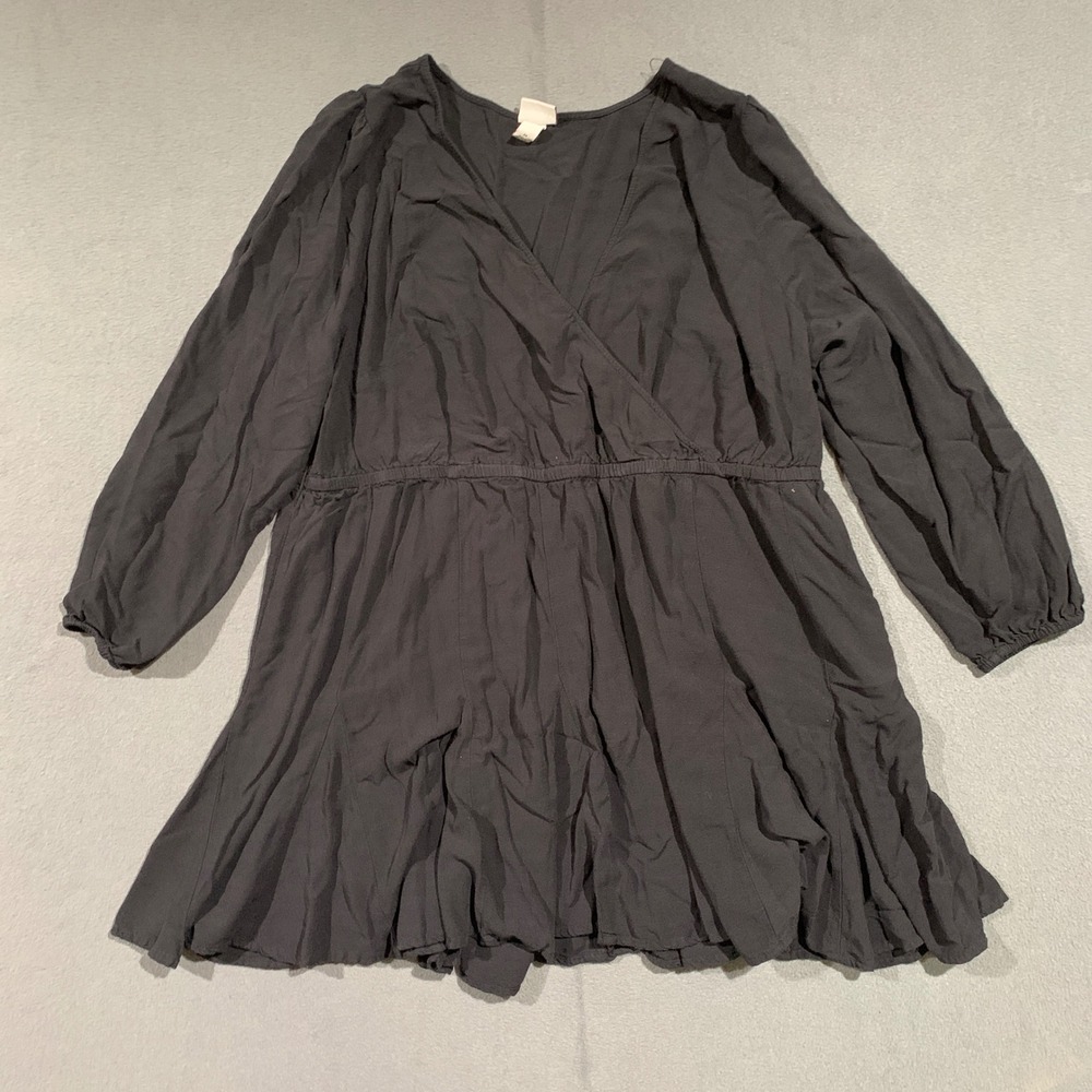 Babydoll Wrap‎ DressLBD Women's 3X Black Long Sleeve Rayon Blend Plus Size